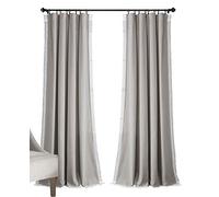 Lush Decor Rosalie - Coppia di tende per finestra filtranti la luce, stile vintage rustico e francese, drappeggio senza tempo, romantiche finiture in pizzo, 137 x 241 cm, grigio chiaro