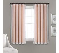 Lush Decor Rosalie - Set di tende da finestra, stile rustico, per soggiorno, sala da pranzo, camera da letto, 213,4 x 137,2 cm, colore fard, 54 x 84 cm