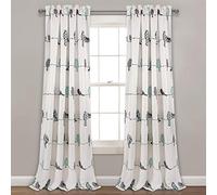 Lush Decor Rowley Birds Vorhänge, verdunkelndes Fensterpaneel-Set für Wohnzimmer, Esszimmer, Schlafzimmer (Paar), 132 x 240 cm, blu e grigio