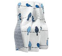 Lush Decor Rowley - Coperta reversibile con uccelli, 127 x 152,4 cm (larghezza x lunghezza), con stampa floreale colorata con uccellini, per letto, divano o sedia, decorazione per la casa in stile
