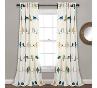 Lush Decor Rowley - Coppia di tende filtranti per la luce, 132 x 213,4 cm (larghezza x lunghezza), multicolore con stampa floreale, tende stravaganti e giocose per camera da letto, soggiorno o sala da