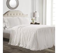 Lush Decor Ruffle Skirt Bedspread Copriletto con Volant, Poliestere, Bianco, Queen