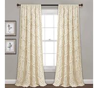 Lush Decor, Set di tende a pannello per finestra testurizzate con volant e diamanti, per soggiorno, sala da pranzo, camera da letto (coppia), 213 x 54, 2 pezzi