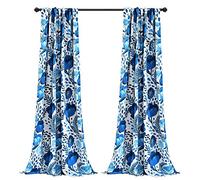 Lush Decor, Set di tende da giardino con papaveri blu, per soggiorno, sala da pranzo, camera da letto (coppia) 241,3 x 132,1 cm