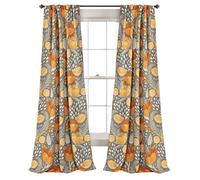 Lush Decor Set di tende da giardino con papaveri, per soggiorno, sala da pranzo, camera da letto, 213,4 cm, colore: giallo e grigio