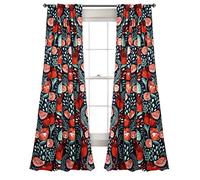 Lush Decor Set di tende oscuranti da giardino con papaveri per soggiorno, sala da pranzo, camera da letto, 213,4 cm, coppia di pannelli, blu navy