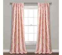 Lush Decor, Set di tende per finestra testurizzate con volant color cipria, per soggiorno, sala da pranzo, camera da letto (coppia), 213,4 x 137,4 cm