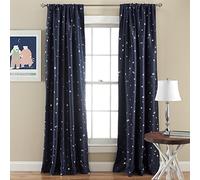 Lush Decor Star Blackout Window Panel, 52 by 84-inch, Navy, Set of 2
