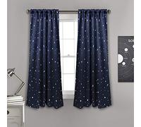 Lush Decor Star - Tende oscuranti, 160 x 132 cm, colore: Blu navy, blu navy, 63"L Panel Pair