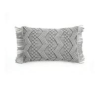 Lush Decor Studio Chevron - Federa decorativa in macramè, 33 cm di larghezza x 50,8 cm, colore: grigio