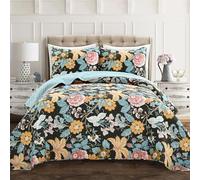 Lush Decor Sydney - Set copripiumino da 3 pezzi, colore: nero/blu, per letto matrimoniale