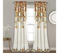 Lush Decor Tanisha Tende - Set di pannelli filtranti per la luce, coppia - stampa floreale con vite, bella, moderna, elegante decorazione per la casa, 132 x 213 cm (larghezza x lunghezza), mandarino e