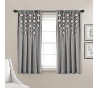 Lush Decor Tenda a pannello in lino con pompon e nappe Boho (pannello singolo), 160 cm di lunghezza x 132 cm di larghezza, grigio scuro