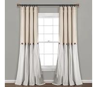 Lush Decor Tenda a pannello per finestra in lino, singola, 101,6 x 274,3 cm (larghezza x lunghezza), in lino, decorazione rustica, blocchi di colore, moderne tende per soggiorno, camera da letto e