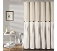 Lush Decor Tenda da doccia con bottoni in lino, 182,9 x 213,4 cm (larghezza x lunghezza)
