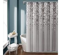 Lush Decor Tenda da doccia con fiore piangente grigio singolo 72X72