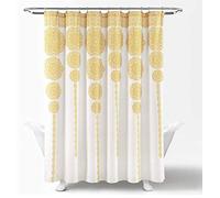 Lush Decor, Tenda da doccia con medaglione a righe, motivo mandala bohémien damascato, 183 x 183 cm, giallo