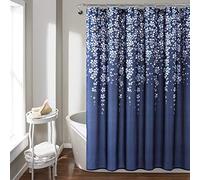 Lush Decor Tenda da doccia con motivo floreale piangente, 183 x 183 cm, blu navy