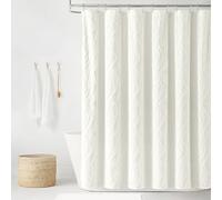 Lush Decor Tenda da doccia in tessuto jacquard ondulato, singolo, 182,9 x 182,9 cm (larghezza x lunghezza), colore bianco morbido, design trapuntato, tenda da doccia per bagno, decorazione per il