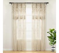 Lush Decor Tenda da finestra in cotone macramè bohémien/divisorio/sfondo per matrimonio/decorazione da parete, 213,4 cm di lunghezza x 127 cm di larghezza, neutro