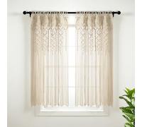 Lush Decor Tenda da finestra in cotone strutturato macramè bohémien/divisorio/porta/decorazione da parete, 160 cm di lunghezza x 101,6 cm di larghezza, neutro
