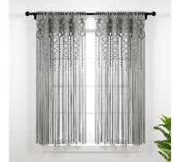 Lush Decor Tenda da finestra in cotone testurizzato macramè, divisorio, decorazione da parete, 160 cm di lunghezza x 101,6 cm di larghezza, grigio