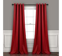 Lush Decor Tenda oscurante in lino con occhielli isolati (pannello singolo), 274,3 x 132,1 cm, rosso