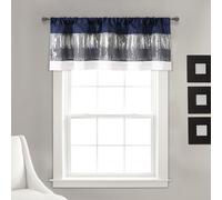 Lush Decor Tenda per finestra con paillettes, 45,7 x 132,1 cm (lunghezza x larghezza), blu navy e bianco