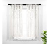 Lush Decor Tenda per finestra in cotone testurizzato macramè, pannello singolo, 101,6 cm di larghezza x 160 cm di lunghezza, bianca, tenda da porta - divisorio per stanza, decorazione da parete o