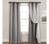 Lush Decor Tende a pannello con occhielli trasparenti con fodera oscurante isolante, set di tende per finestre oscuranti (coppia), 96,5 cm di larghezza x 213,4 cm di lunghezza, grigio scuro