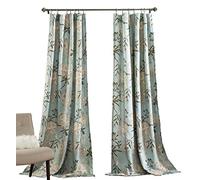 Lush Decor Tende da giardino botaniche con stampa floreale e uccellini, filtranti la luce, set per soggiorno, sala da pranzo, camera da letto (coppia), blu, 132 cm di larghezza x 240 cm di lunghezza