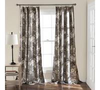 Lush Decor Tende da giardino botaniche con stampa floreale e uccellini, filtranti la luce, set per soggiorno, sala da pranzo, camera da letto (coppia), grigie, 132 cm di larghezza x 274 cm di