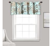 Lush Decor Tende da giardino botaniche con stampa floreale e uccellini, per soggiorno, sala da pranzo, camera da letto, blu, 132 cm di larghezza x 45 cm di lunghezza