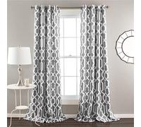 Lush Decor Edward Trellis Tende oscuranti Grigie per Finestra, Set per Soggiorno, Sala da Pranzo, Camera da Letto (Coppia), Poliestere, W 52" x L 84" (1 Panels)