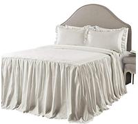 Lush Decor Ticking - Copriletto a righe, stile shabby chic, leggero, 3 pezzi, stile regina