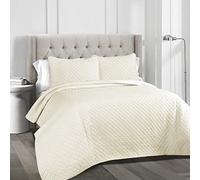 Lush Decor Trapunta con motivo diamantato, 3 pezzi, oversize, cotone, poliestere, avorio, regina completa