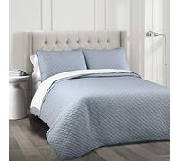 Lush Decor Trapunta con motivo diamantato, 3 pezzi, oversize, cotone, poliestere, blu, king size