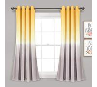 Lush Decor Umbre Fiesta, coppia di tende oscuranti per finestra, 132 x 160 cm (larghezza x lunghezza), giallo e grigio