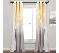 Lush Decor Umbre Fiesta - Tenda a pannello per finestra con occhielli e stampa filtrante (pannello singolo), 213,4 cm di lunghezza x 96,5 cm di larghezza, giallo e grigio
