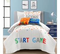 Lush Decor Video Games Reversible Oversized 4 Piece Quilt Set Twin White