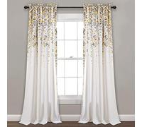 Lush Decor Weeping Flowers - Set di tende oscuranti, 213,4 x 132,1 cm, giallo e grigio, 2 pezzi