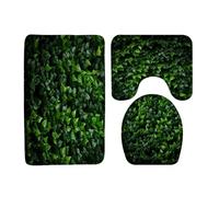 Lush Green Leaves Vine Greenery Plant Rustic Spring Nature Scene Set Di Tappetini Da Bagno 3 Pezzi Morbida Zerbino Lavabile Tappetino Contorno Wc Per La Casa Toeletta Doccia
