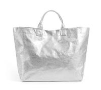 Lushandy Borsa in PVC da donna, in plastica, con stampa di grandi lettere, borsa Hobo per lavoro, spiaggia, regalo, Argento, 13.19x5.71x11.81 inches