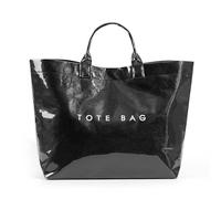 Lushandy Borsa tote in PVC Borsa tote da donna con stampa di lettere grande in carta kraft Borsa tote per trasportare tutte le borse con manico superiore Borsa hobo trasparente, nera, L, Nero, Large