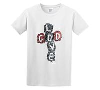 LUSHAOJIANG God Is Love Cross Mens T-Shirt White Tees Unisex Shirt S