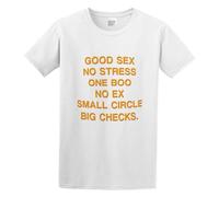 LUSHAOJIANG Good Sex No Stress One Boo No Ex Circle Big Checks Mens T-Shirt White Tees Unisex Shirt L