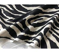 LushFabric Tessuto africano nero e crema con stampa a righe zebrate, effetto lino, cotone, per arredamento, tende, tappezzeria, 138 cm di larghezza, tela (1 metro)