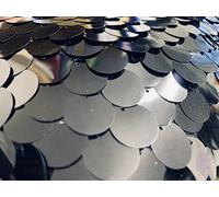 LushFabric Tessuto con paillettes grandi da 18 mm, tessuto elasticizzato a 2 vie per abito da sposa, larghezza 130 cm, paillettes scintillanti (venduto al metro) (nero)
