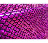 LushFabric Tessuto con stampa a forma di sirena, motivo squame di pesce, in lamina di alluminio, 2 vie, in lycra spandex, per bikini, costumi, vestiti, decorazioni, larghezza 145 cm (1 metro, rosa e