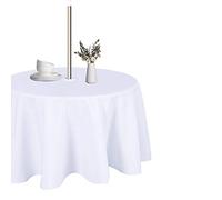 LUSHVIDA Tovaglia per interni ed esterni, lavabile, impermeabile, antipiega, con cerniera e foro per ombrello, per primavera, estate, feste, picnic, barbecue, patio, 152,4 cm, colore bianco